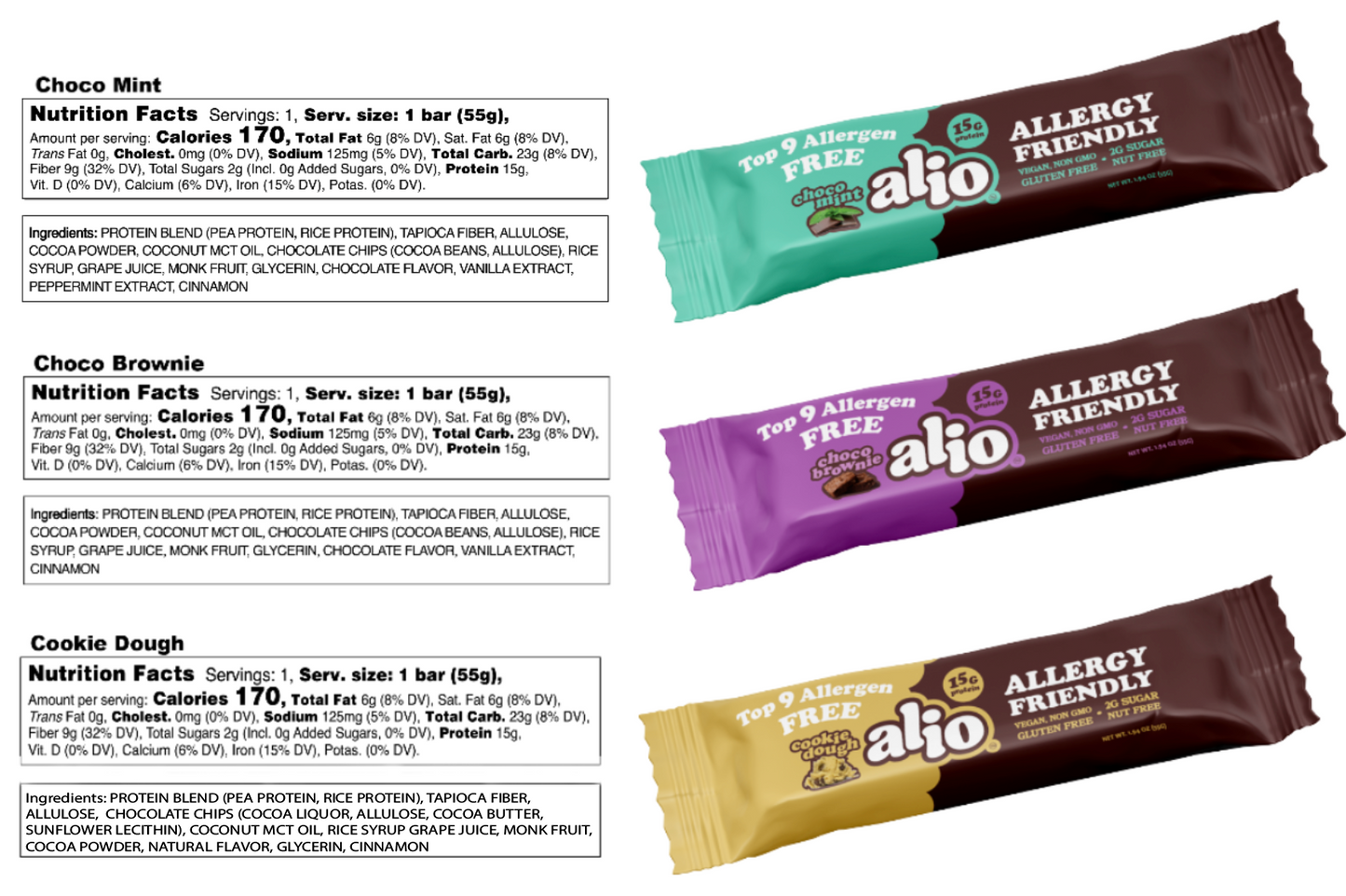 3 Flavor Sampler Pack! 4 Brownie, 4 Mint & 4 Cookie Dough Bars