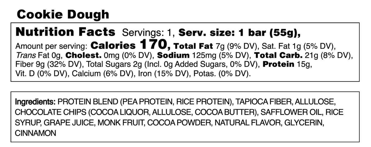 Cookie Dough Protein Bar 12 Pack