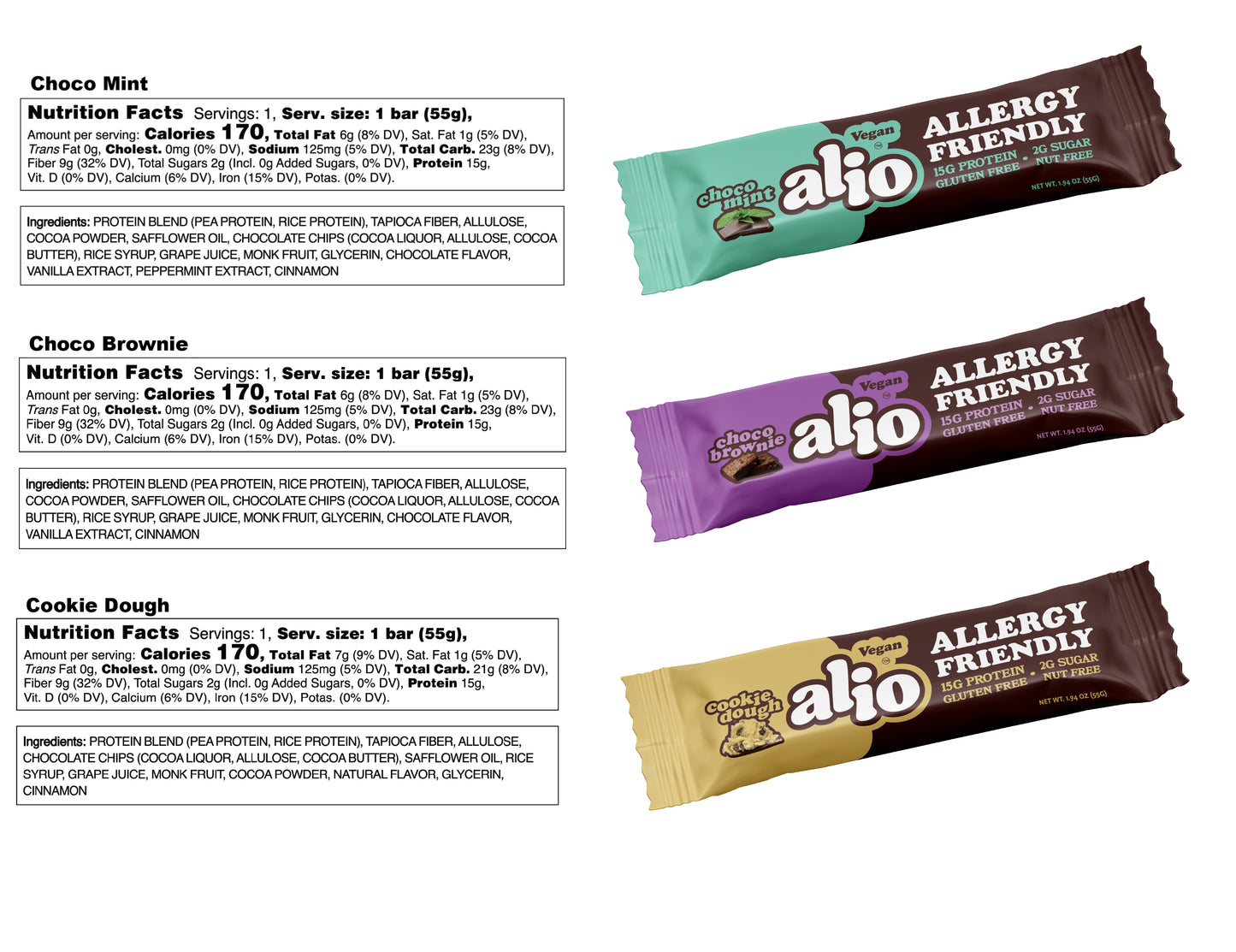 3 Flavor Sampler Pack! 4 Brownie, 4 Mint & 4 Cookie Dough Bars